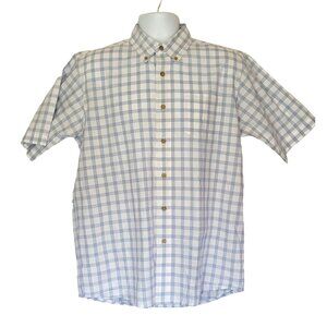 Wrangler Authentics Shirt M Wrinkle Resistant Short Sleeve Classic Blue Plaid Co